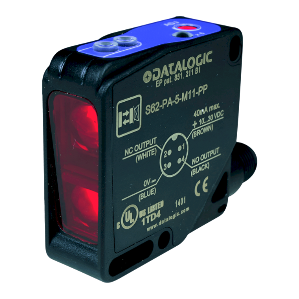 Sensor Detección Difusa Rectangular 4 Hilos 24VCC 2Mts Plastico Datalogic